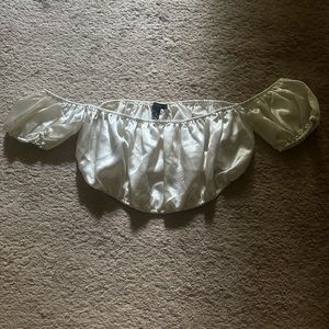 Forever 21 pearl white cropped peasant top, size small